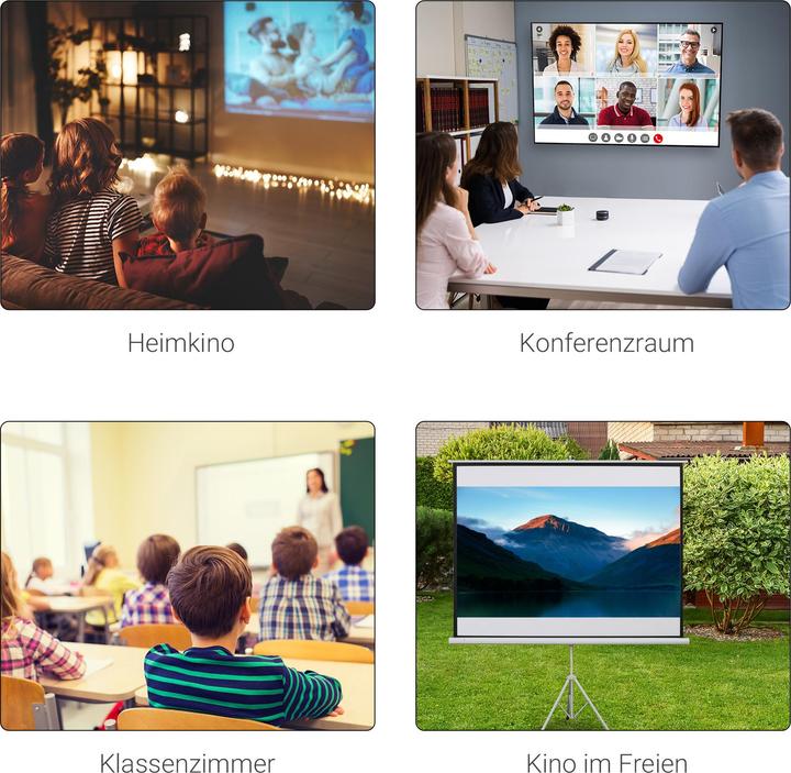 Produktbild Homcom Beamer Leinwand Kunststoff, Metall Weiss (4:3)