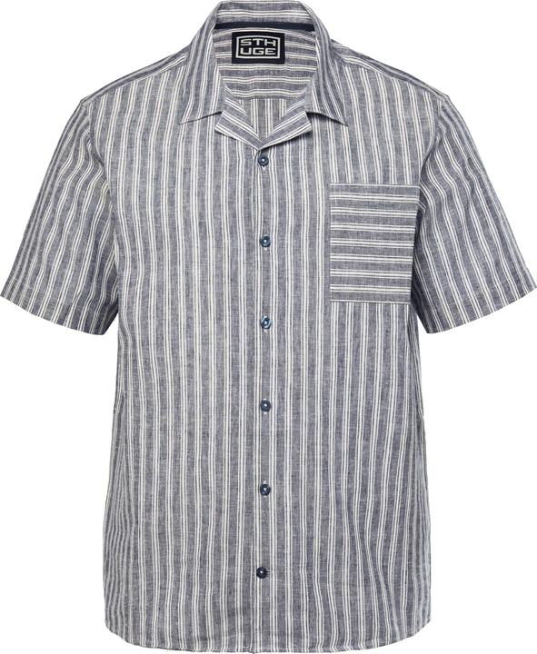 Immagine prodotto Sthuge Hemd, Halbarm, Leinenmix, Streifen, Kuba-Kragen, kastiger Fit (8XL)