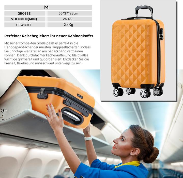 Immagine prodotto Beibye 3-teiliges Hartschalenkofferset mit 4 Zwillingsrollen und Dehnungsfuge (115 l)