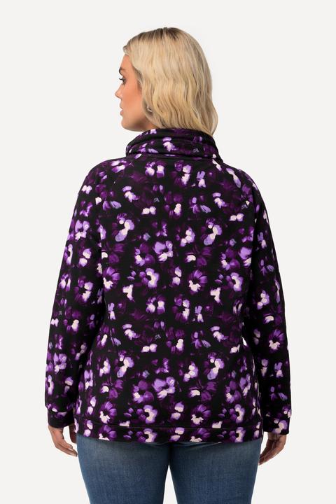 Actual product image Ulla Popken Floral Print Drawstring Collar Hoodie (54)