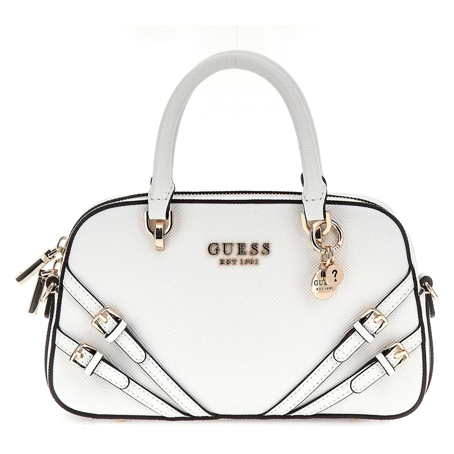 Guess, Damen, Handtasche, Bramina Small Satchel, Weiss