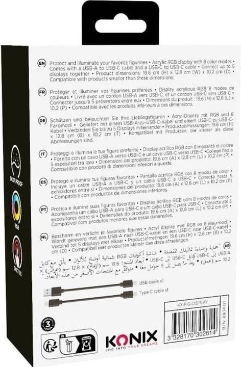 Produktbild Konix Acryl Display Case mit RGB-LED Beleuchtung für Funko Pop Sammelfiguren (9 x 9x 14 cm)