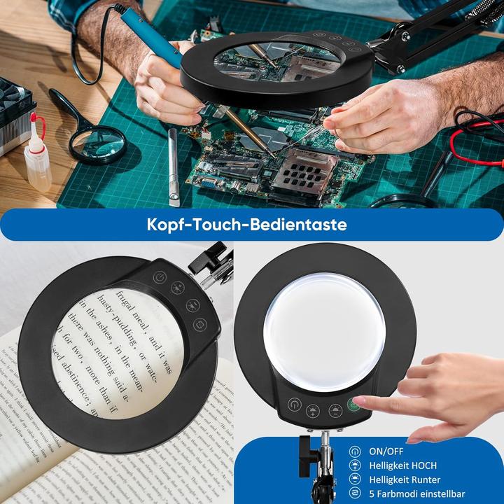 Produktbild Mandland Lupe mit Licht und Klemme