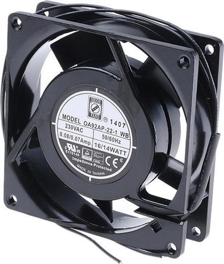 Produktbild RS PRO AC ball bearing fan, 92mm 60cu.m/h 230V (92 mm)