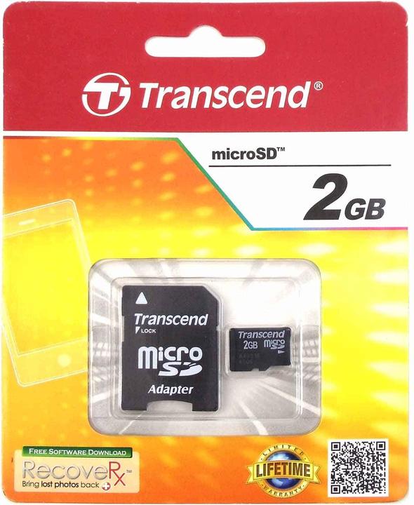 Produktbild Transcend Card mit SD-Adapter (2 GB, microSD)