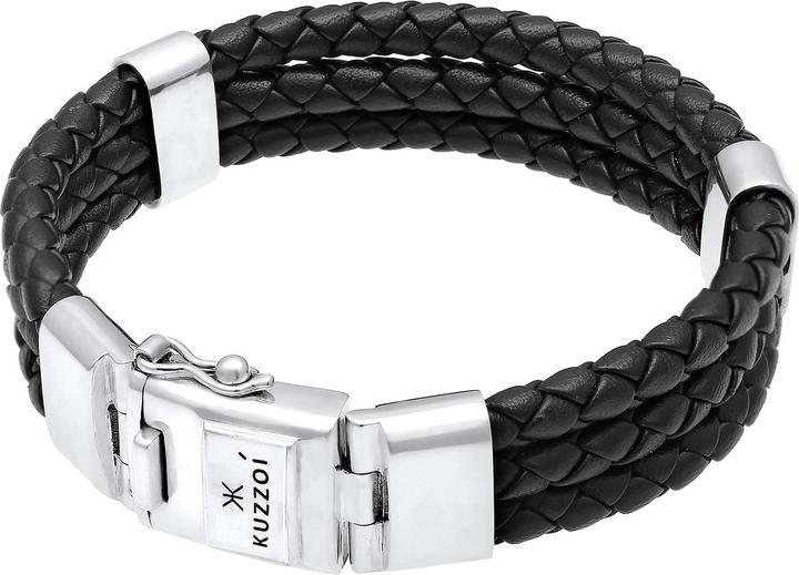 Immagine prodotto Kuzzoi Bracciale di base (23 cm, Cuoio, Nessuna pietra, Argento 925)