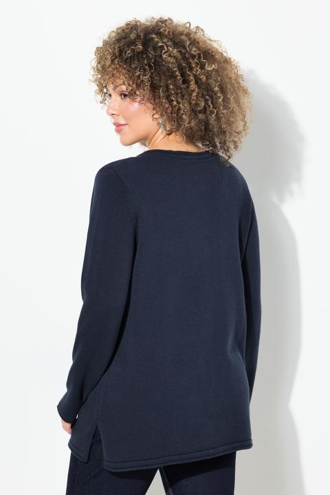 Produktbild Ulla Popken Pullover, Pailletten-Stern, V-Ausschnitt, Langarm (56)