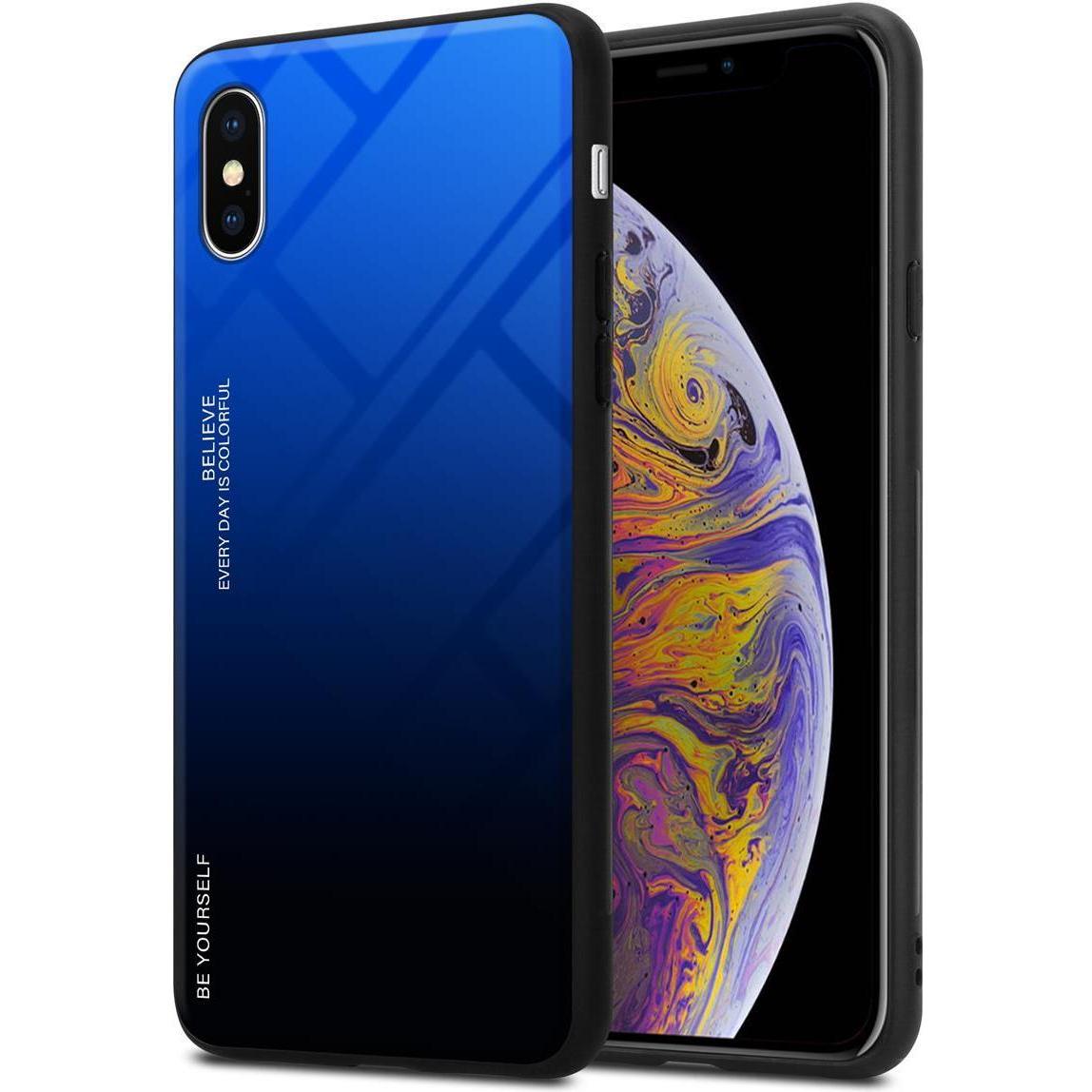 Cadorabo TPU 2 Farben Glas Cover (Apple iPhone XS Max), Smartphone Hülle, Schwarz