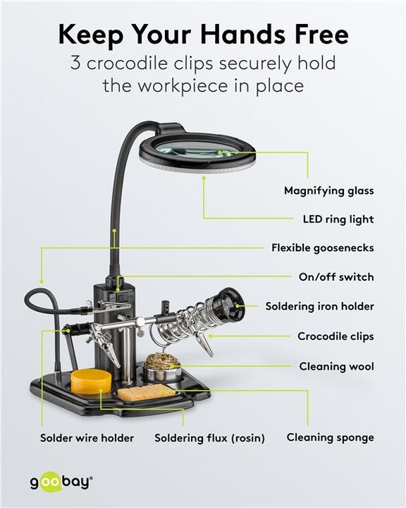Productafbeelding Goobay Soldeerhulp met LED licht (Ondersteuning/Hand)