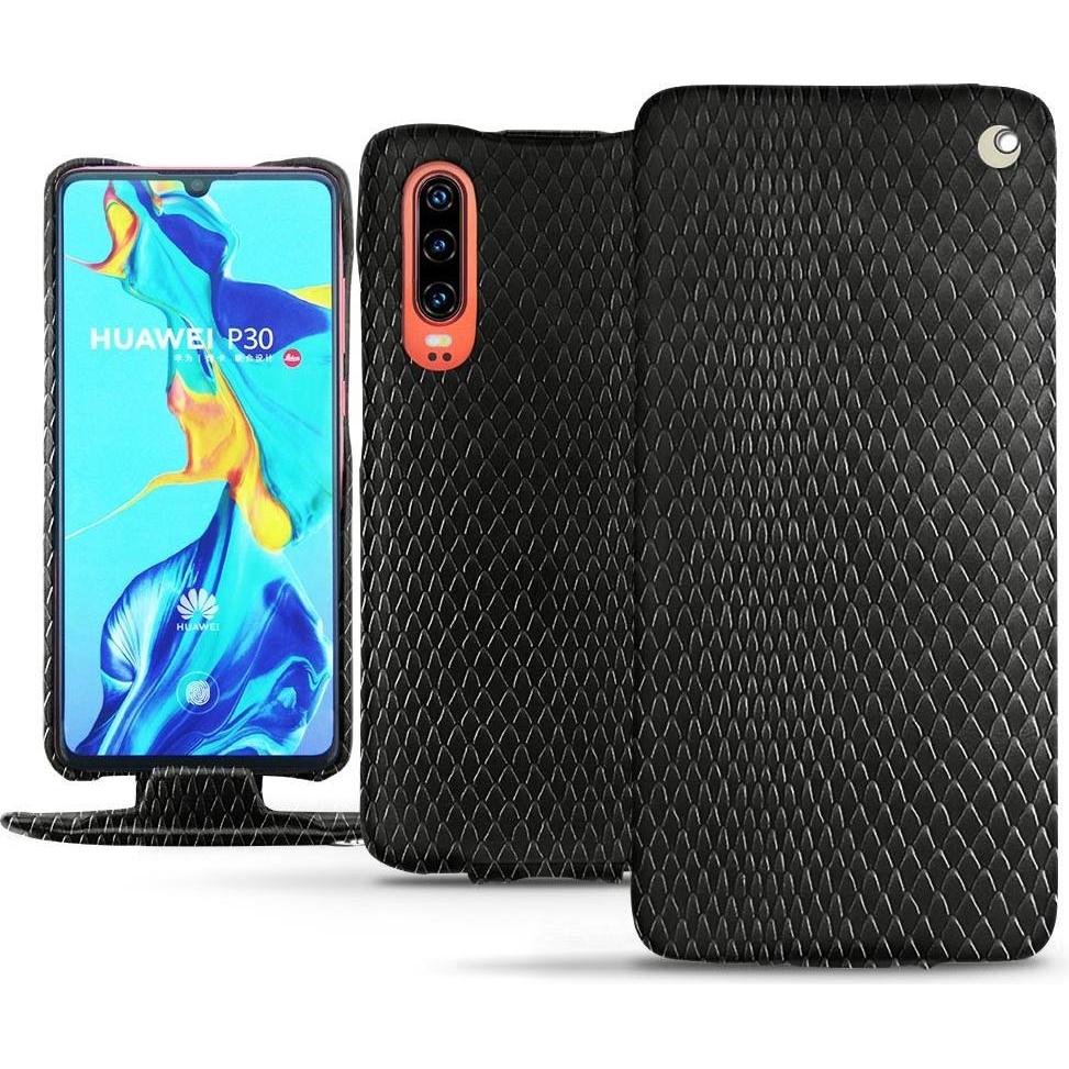 Noreve Lederschutzhülle vertikal (Huawei P30), Smartphone Hülle, Schwarz