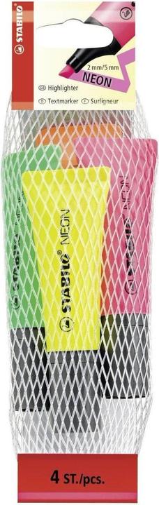 Produktbild STABILO NEON Textmarker (Gelb, Orange, Pink, Grün, 5 mm, 4 x)