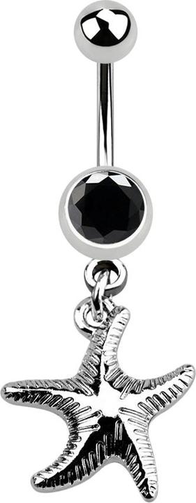 Produktbild Star Piercing Banane silber mit Anhänger Seestern schwarz (ohne Messing, Chirurgenstahl 316L)