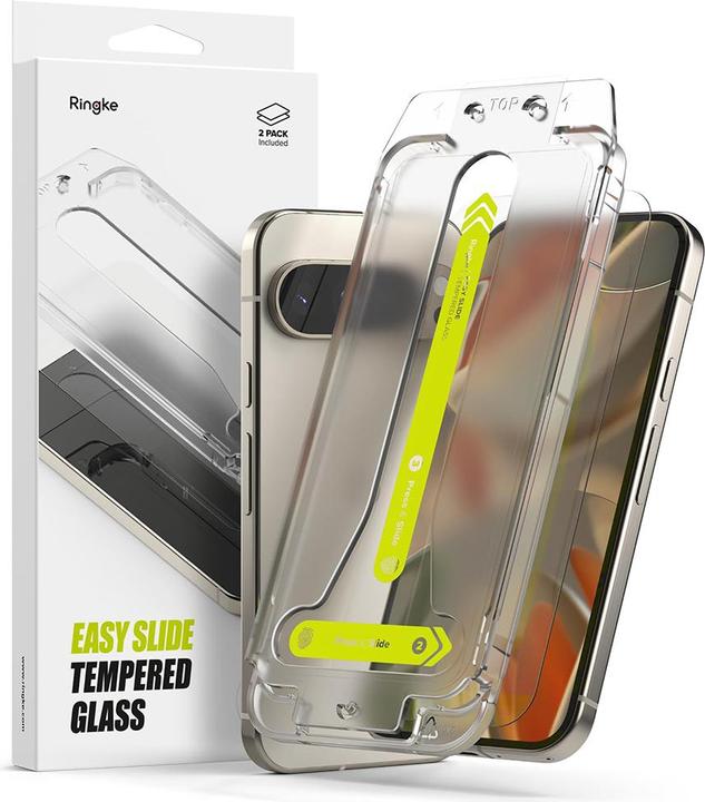 Ringke Screen Protector for Pixel 9/9 Pro EASY SLIDE TEMPERED GLASS 2 pack, w installation Jig (2 Piece, Google Pixel 9)