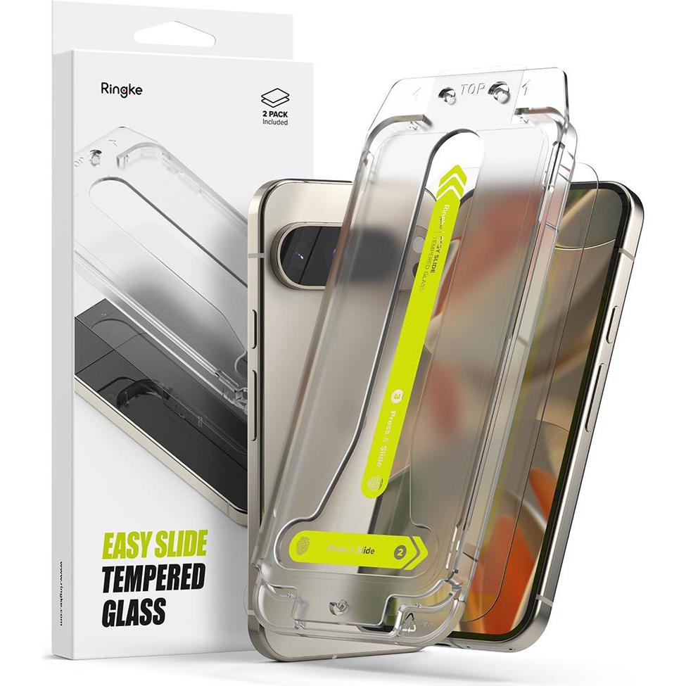 Ringke Screen Protector for Pixel 9/9 Pro EASY SLIDE TEMPERED GLASS 2 pack, w installation Jig (2 pz., Google Pixel 9, Google Pixel 9 Pro), Pellicola 