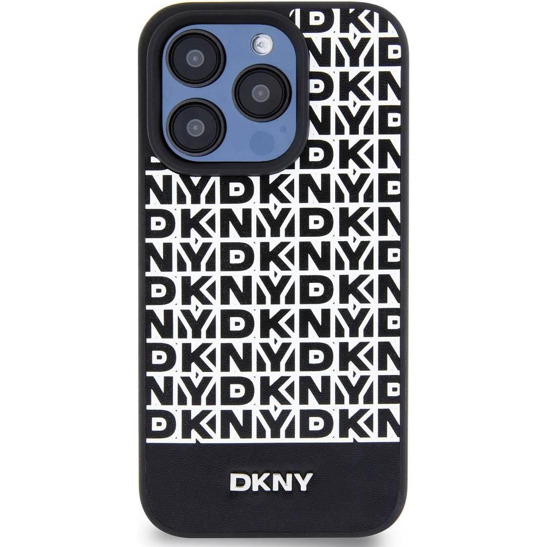 Thumbnail - DKNY PU Leather Repeat Pattern Bottom Stripe MagSafe Case for iPhone 14 Pro Black (Apple iPhone 14 Pro), Smartphone Hüll...