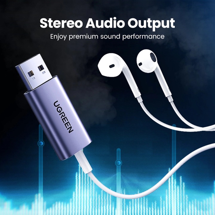 Actual product image Ugreen USB 2.0 to Audio Adapter USB Sound Card Stick (USB)