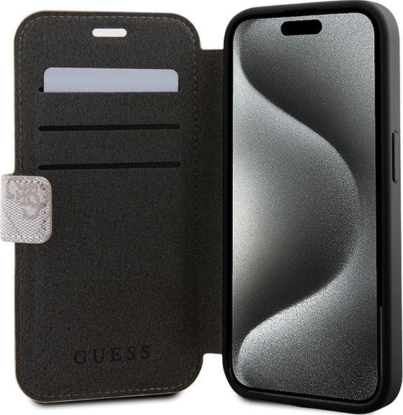 Actual product image Guess GUBKP15X4GMGPI iPhone 15 Pro Max 6.7" różowy/pink book 4G Metal Logo (Apple iPhone 15 Pro Max)