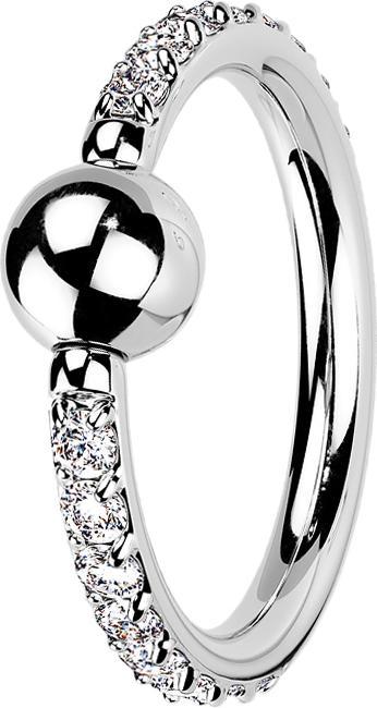 Produktbild Star Piercing Ball Closure Ring silber seitlich Kristalle silber (Titan, ohne Messing)