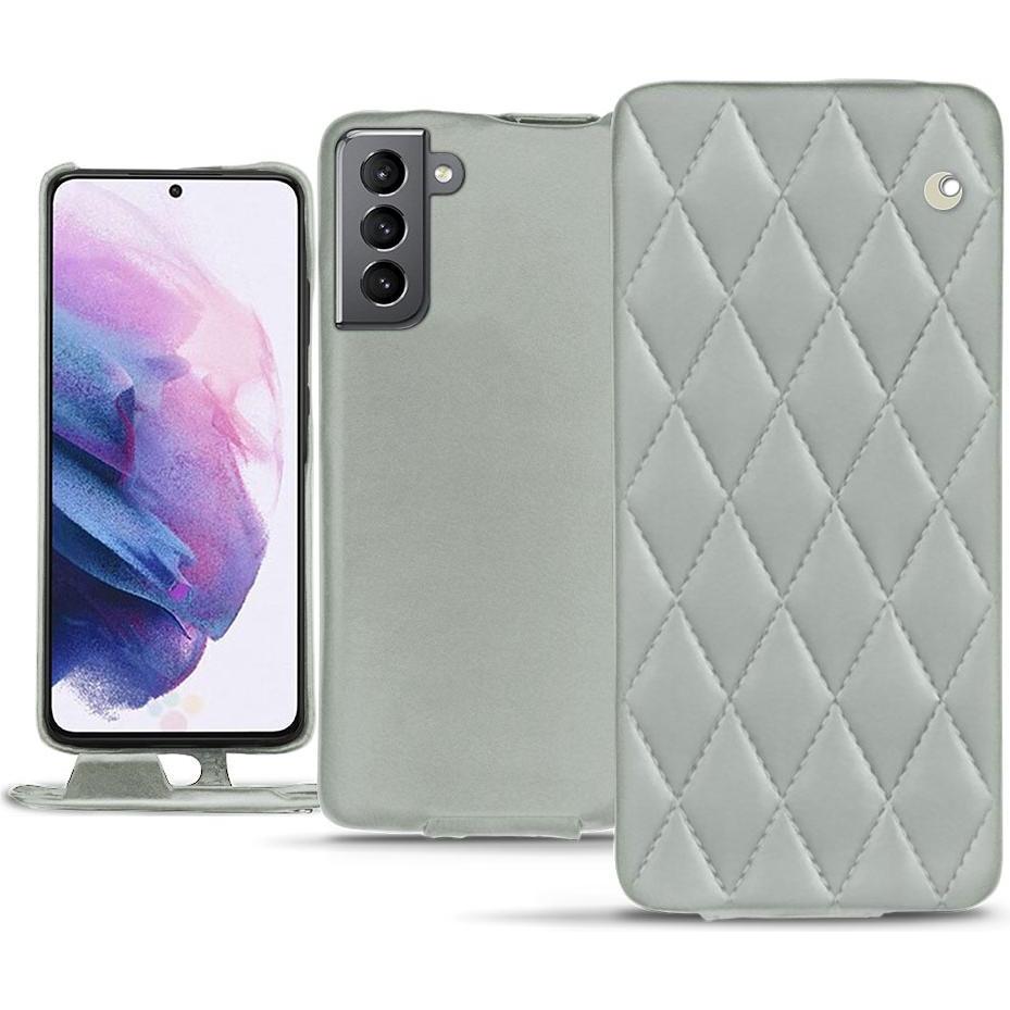 Noreve Lederschutzhülle vertikal (Samsung Galaxy S21), Smartphone Hülle, Grau