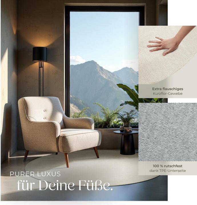 Actual product image tectake Kurzflorteppich Soft Zone (120 x 120 cm)