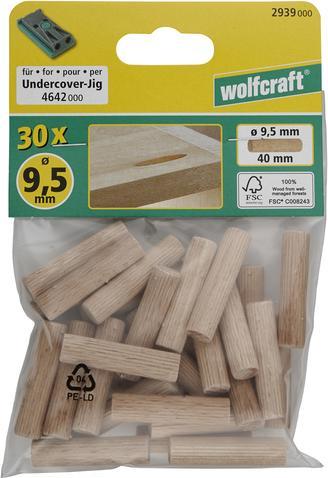 Produktbild wolfcraft 30 Langholzdübel Buche ø9,5x40mm (30 Stk.)