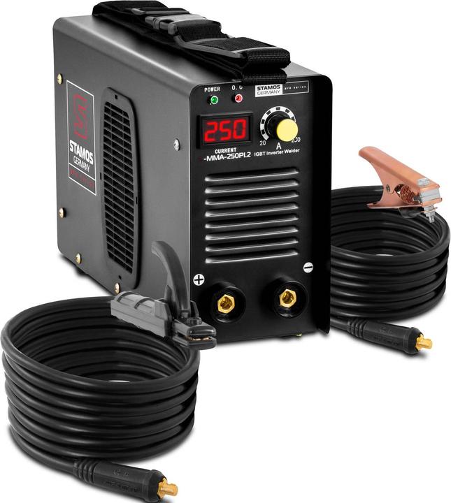 Stamos Schweissgerät E Hand Elektroden mma Schlauchpaket 8 Meter LED Anzeige 250A