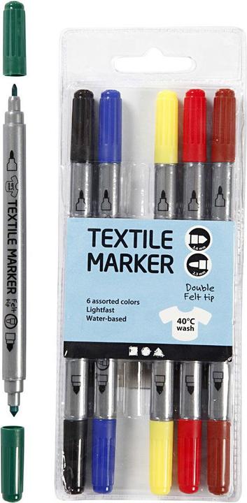 Actual product image Creativ Company Dubbelzijdige Textielstiften - Basiskleuren, 6st. (6x)
