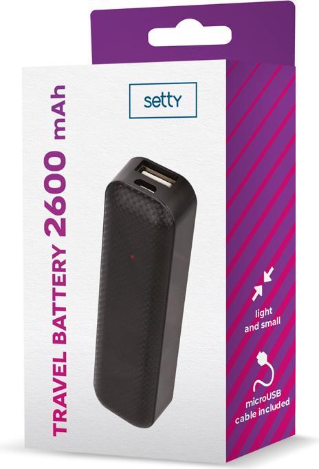 Actual product image Setty power bank 2600 mAh mini black (2600 mAh, 10 W)