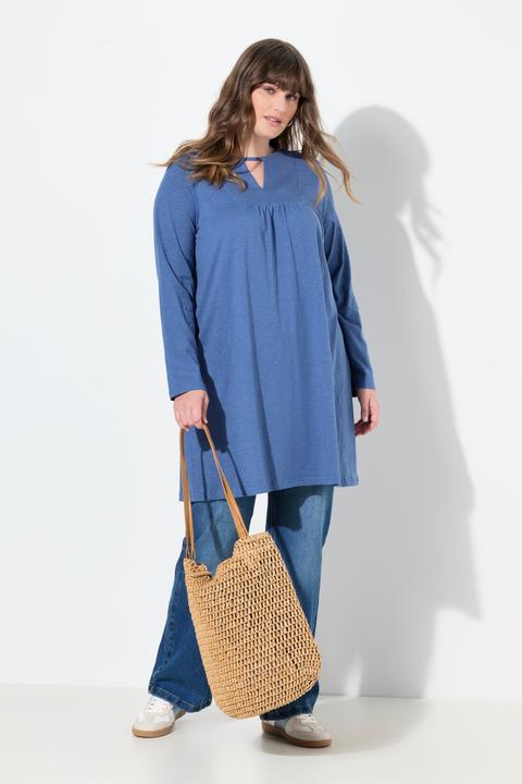 Image du produit Ulla Popken T-shirt long, col tunisien et manches longues, coupe évasée (50, 52)