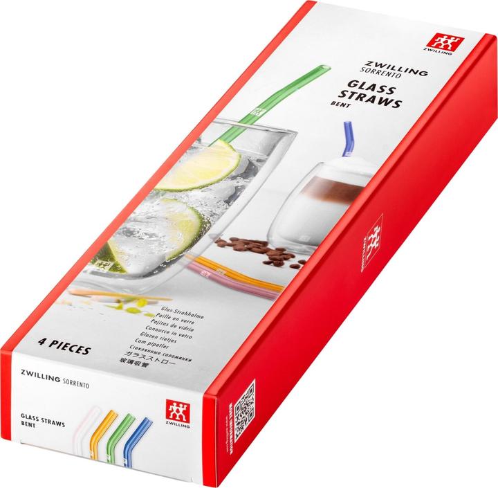 Produktbild Zwilling Strohhalme Glas farbig gebogen 4er Set, + Reinigungsbürste (4 x)