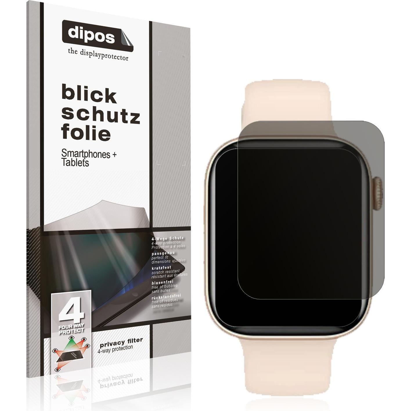 Dipos Blickschutzfolie 4-Way Privacy, Smartwatch Schutzfolie, Transparent