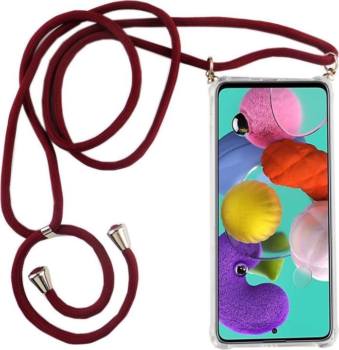 Produktbild König Design Handykette für Samsung Galaxy A31 Hülle mit Band Case zum umhängen Kordel Rot