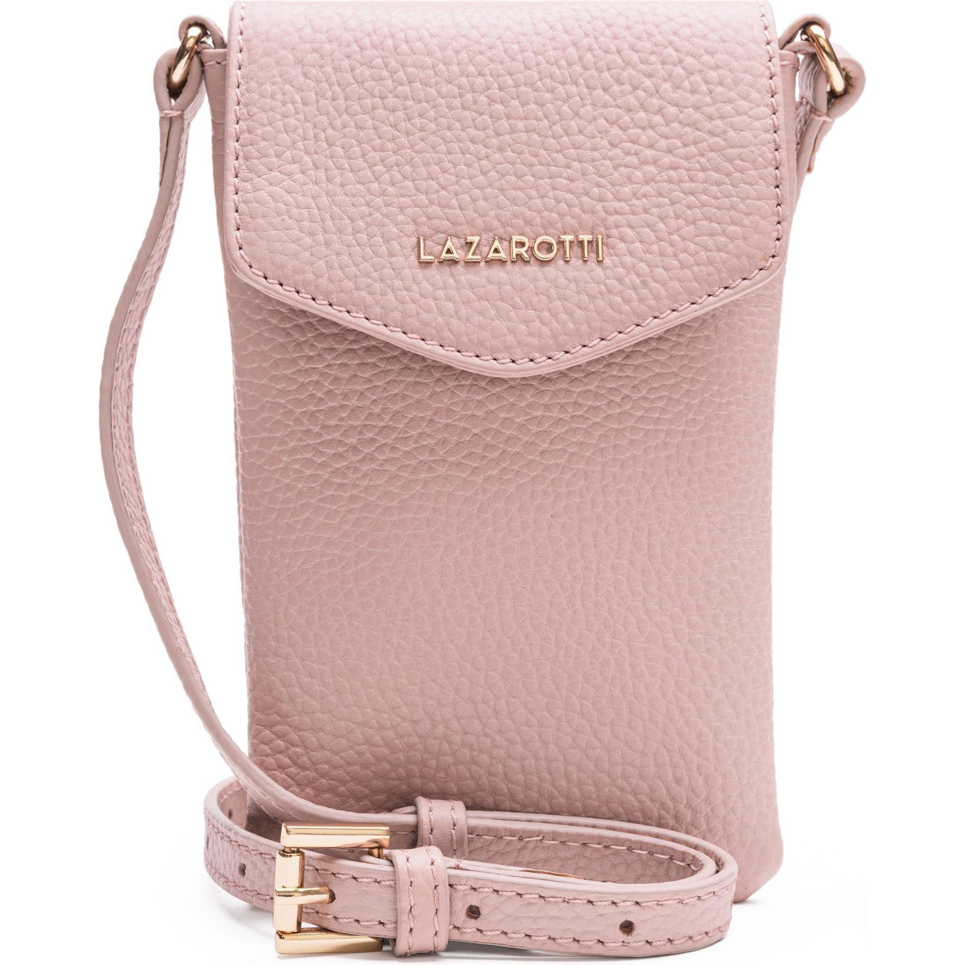 Lazarotti, Handtasche, Bologna Leather Handytasche Leder 10 cm, Rosa