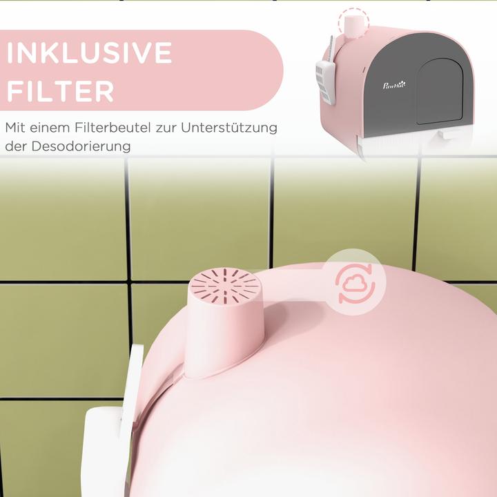 Produktbild PawHut Katzentoilette Kunststoff Rosa (Katzenklo geschlossen)
