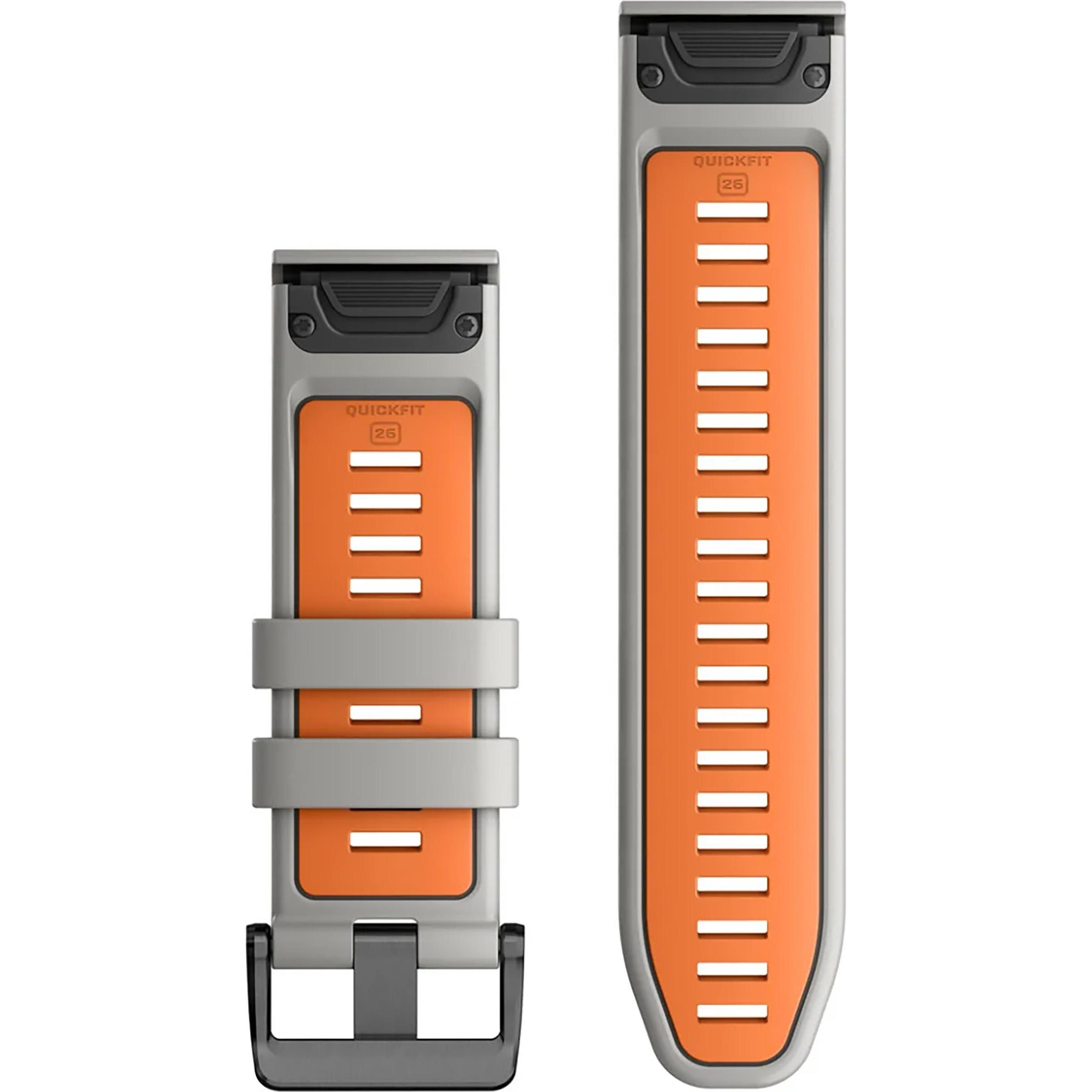 Thumbnail - Garmin Silikonarmband, Quickfit, 26mm, blue/orange (26 mm, Silikon, QuickFit), Uhrenarmband, Grau