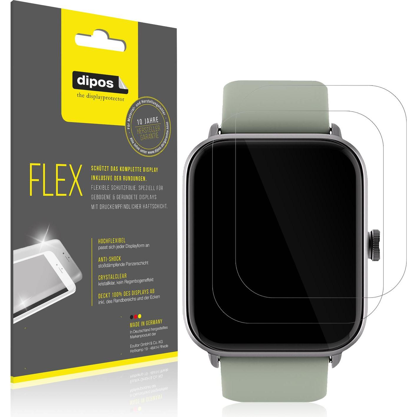 Dipos Displayschutzfolie Full-Cover 3D, Smartwatch Schutzfolie, Transparent