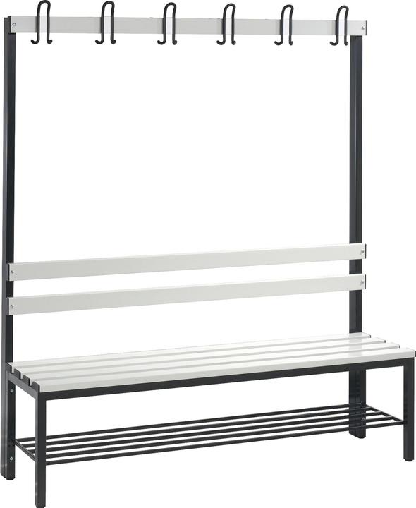 Actual product image C+P BASIC cloakroom bench, single sided, hook rail, shoe rack, plastic, length 1500 (150 cm, 165 cm)