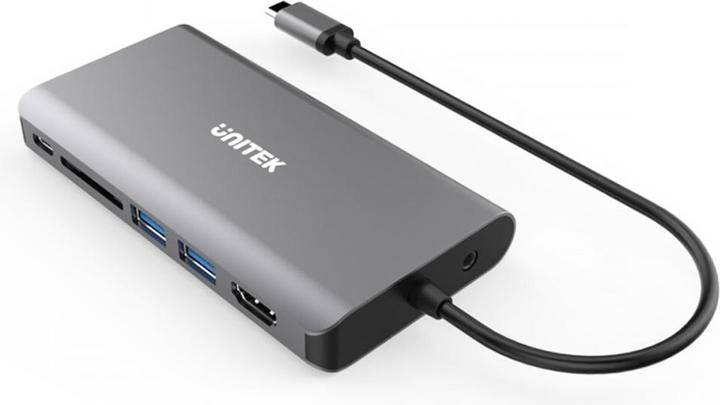 Produktbild Unitek HUB USB HUB 8-w-1 USB-C 3.1 HDMI VGA RJ45 SD PD 100W D1019B (USB-C, 8 Ports)