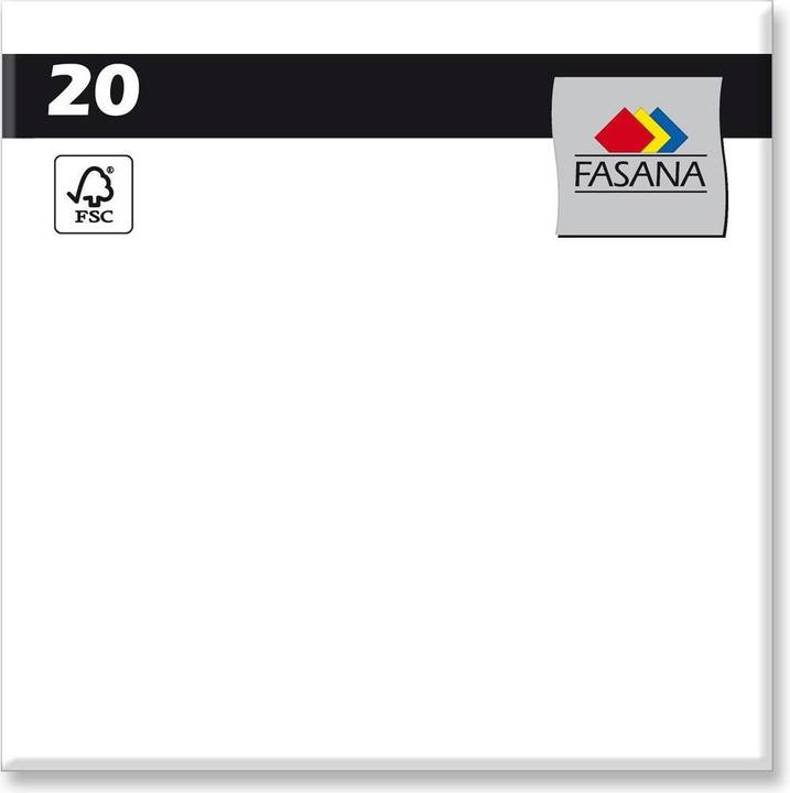 Produktbild Fasana Papierservietten Uni 33 cm x 33 cm, 20 Stück, Weiss (20 x, 33 x 33 cm)