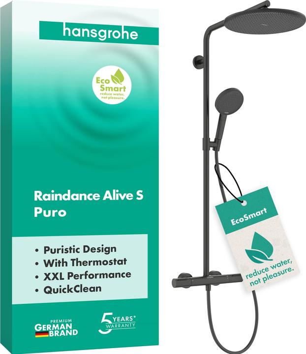 hansgrohe Raindance Alive S PURO système de douche 300 1jet EcoSmart avec élément Ecostat, 24593340, 24593340