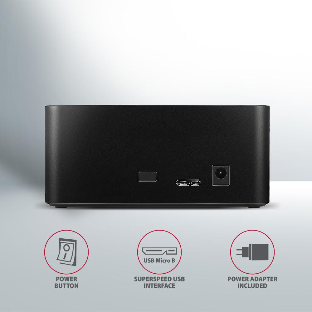 Axagon ADSA-SN Storage Drive Docking Station USB 3.2 Gen 1 (3.1 Gen 1) Type-A Nero (2.5", 3.5"), Case per hard disk, Nero