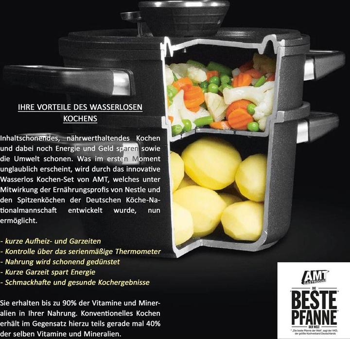 Actual product image AMT Set Pot Waterl. Cooking Induk.ø20 cm/steamer/lid (20 cm, Pan set + pot set, Cast aluminium)