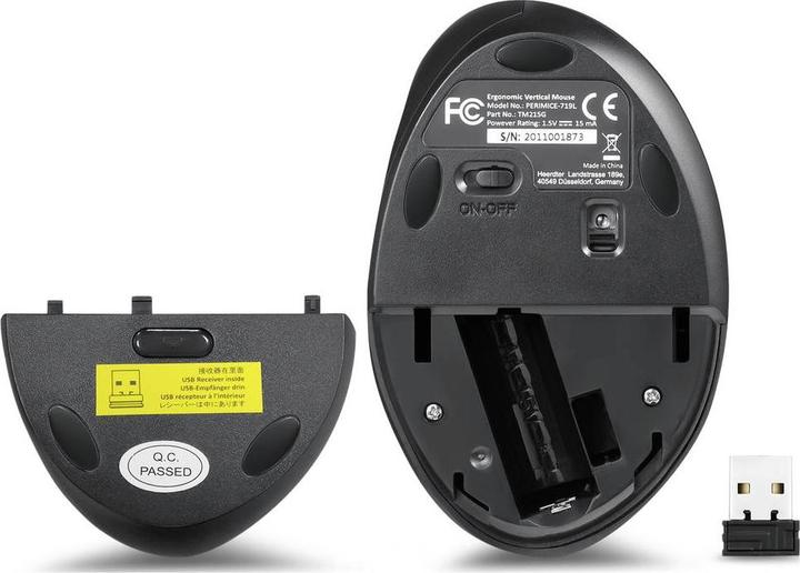 Produktbild Perixx PERIMICE-719L, Kleine ergonomische Maus für Linkshänder, schnurlos, schwarz (Kabellos)