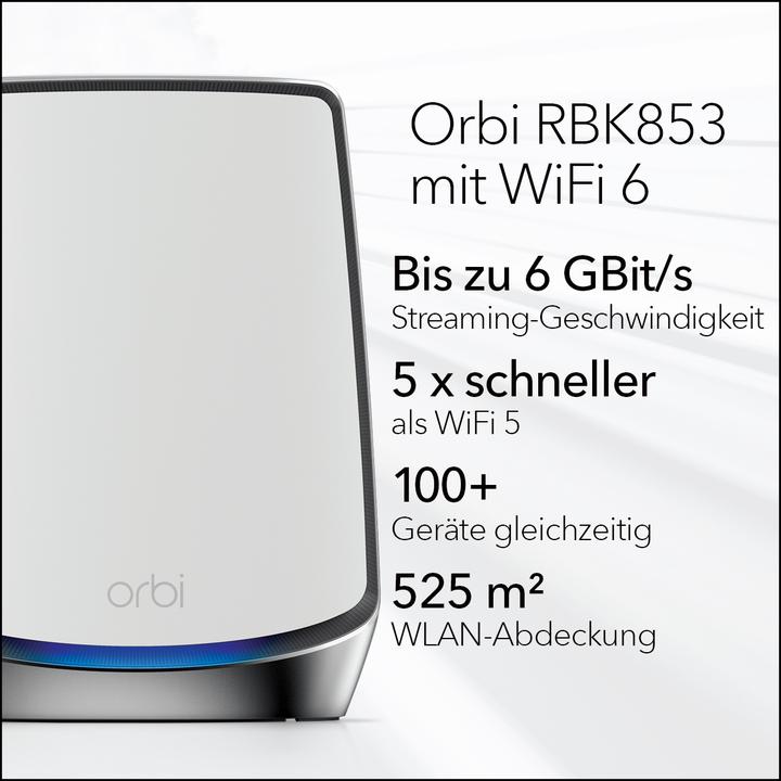 Actual product image Netgear Orbi WiFi 6 Mesh System AX6000 (RBK853)