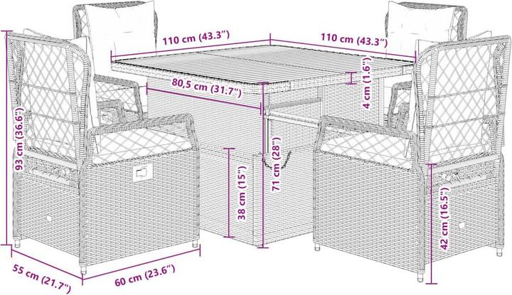 Produktbild vidaXL Garten Essgruppe