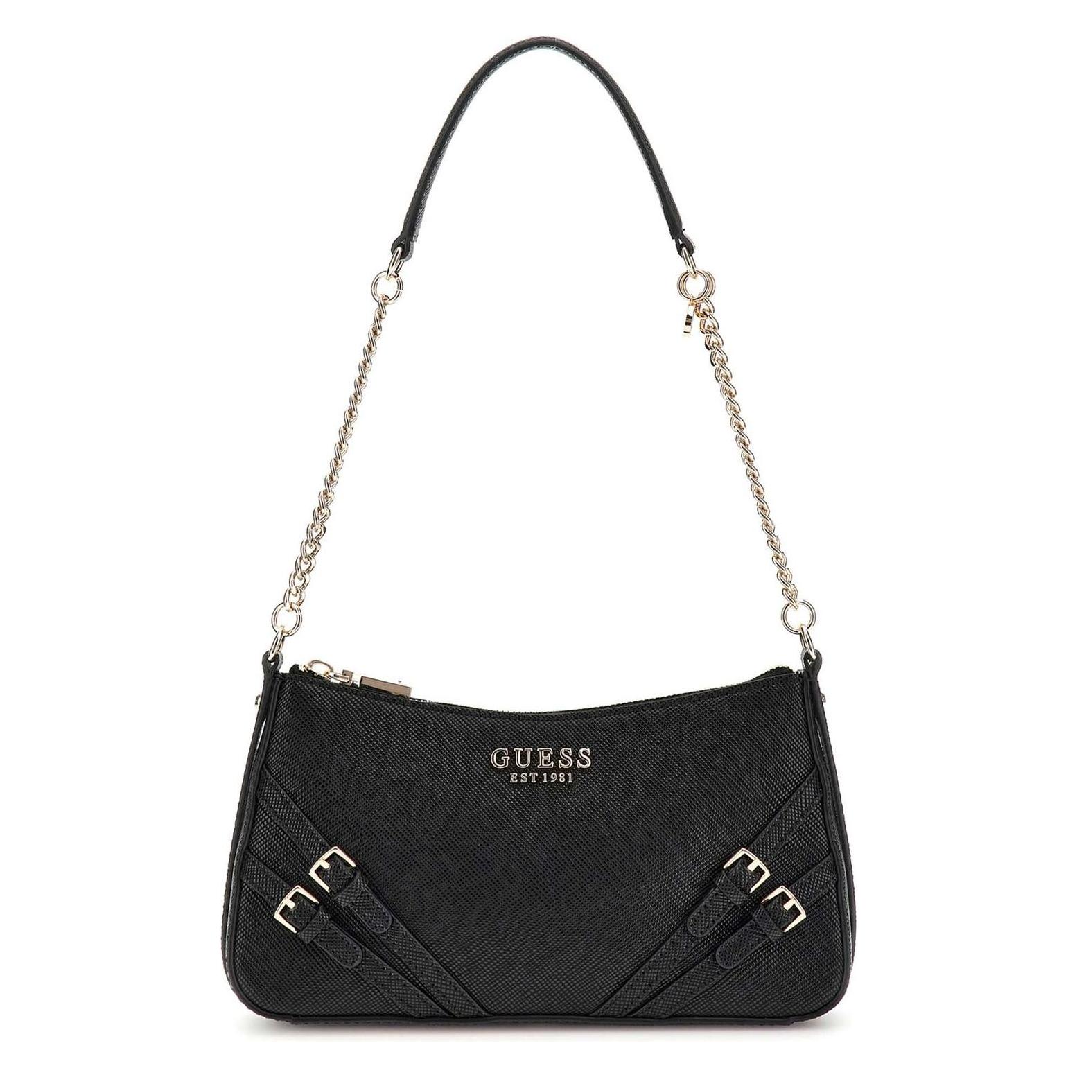 Guess, Damen, Handtasche, Bramina Top Zip Shoulder Bag, Schwarz