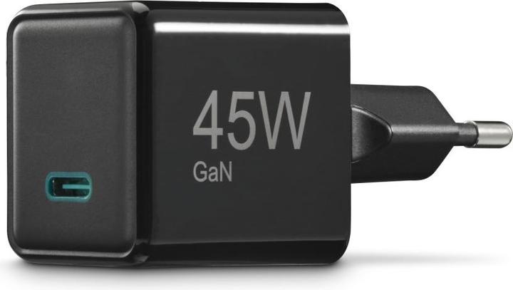 Produktbild Hama Schnellladegerät, USB-C, PD/QC/GaN, Super-Mini-Charger, 45 W, Schwarz (45 W)