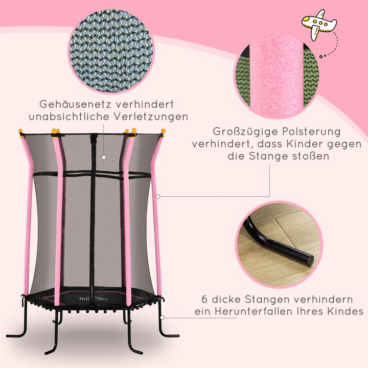 Produktbild Homcom Kindertrampolin Stahl, Kunststoff Rosa (163.50 cm)