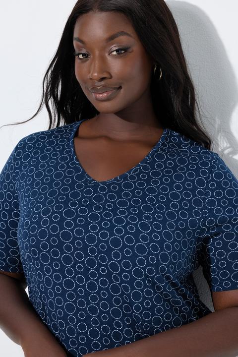 Immagine prodotto Ulla Popken Camicia da notte con cerchi, scollo a V e maniche lunghe (60)