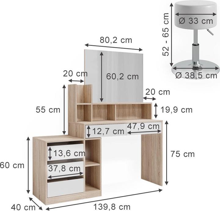 Image du produit Vicco Anja mit Hocker (139.80 x 40 x 115 cm)